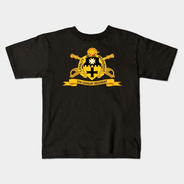 5th Cavalry Regiment w Br - Ribbon Kids T-Shirt by twix123844